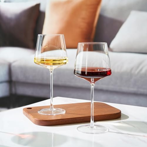 Khen Universelle Allzweck-Weingläser aus modernem dünnem Kristall, leichtestes Weinglas der Welt (88 Gramm), hoher langer Stiel – langlebig und widerstandsfähig | 2 Set Glaswaren | 16oz