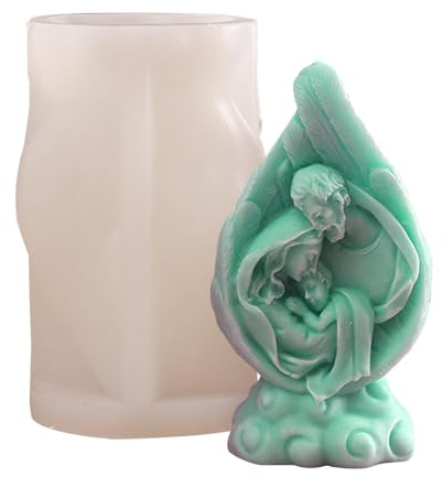 Fulenyi Krippenform, Baby Jesus Familie Kerzen Gießen, Harz Krippen Skulptur Form, Silikonform für Kerzenform, Krippen Kerzenform, Jesus Figuren Form