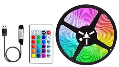 anso 100ft 50ft LED Strip Lights for Room TV PC Back Light Tape 5050 RGB Bluetooth APP USB (5m/16.4ft USB Set)
