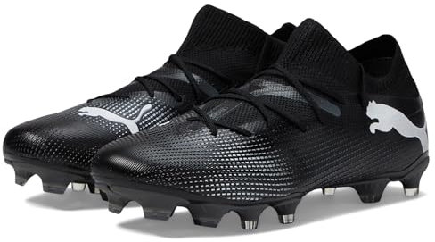 PUMA Future 7 Match Fußballschuhe für Herren, fester Boden, Schwarz, Schwarz/Weiß, 42 EU