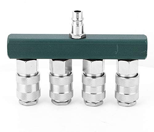 Distributeur D'air comprimé 1/4 4 Voies, Distributeur D'air comprimé à Raccord Rapide, Raccord Mural, Raccord D'air comprimé en Laiton, Interrupteur à Air comprimé avec 4 Raccords