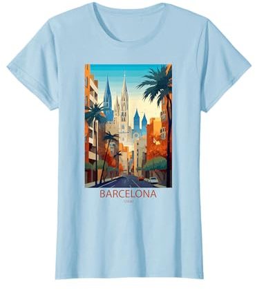 Barcelone Espagne amant voyage impression souvenir ville état art T-Shirt