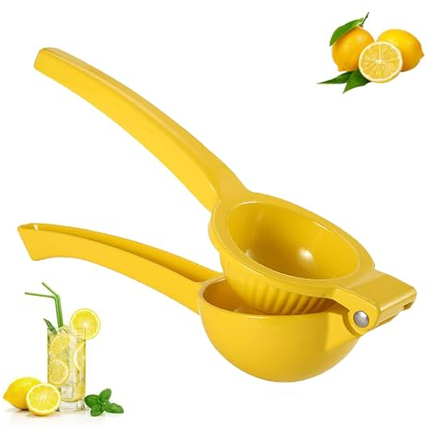 Zitronenpresse Zitruspresse Manuell Edelstahl Saftpresse Handpresse Entsafter für Zitronen Limetten Obst Küche Bar, Gelb