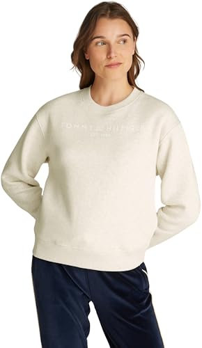 Tommy Hilfiger Damen Sweatshirt ohne Kapuze, Elfenbein (Oatmeal Heather), XS