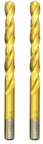 Hilpaty HSS-TiN Drill Bit 9.5mm x 125mm x 2pcs Titanium Coated Twist Drill Bits for Metal, Stainless Steel, Non Ferrous, Cast Iron, Wood