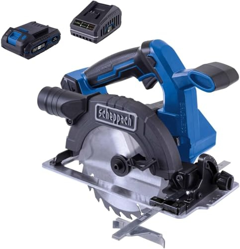 Scheppach Scie circulaire sans fil BC-HCS165-X - série 20V IXES - Brushless - Lame de scie Ø 165mm - Hauteur de coupe 90°/45° - 55/40mm - Inclinaison 45° - batterie 2Ah + chargeur