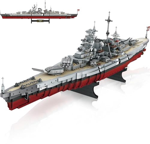 NUTCRACKER Battleship Bismarck Building Block Set - Large MOC Military World-Bismarck Class Battleship Model, Collectible Display Battle Ship Boat Toys Sets for Adults Teens Boys 14+ (2081Pieces)