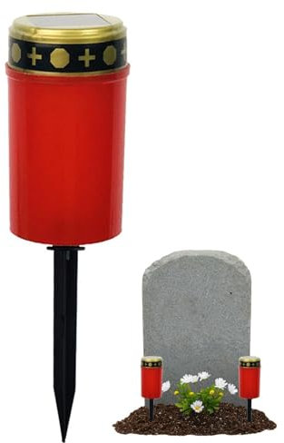 LearnLyrics Luz LED Para Tumba - Lámpara Solar Para Cementerio, Lámpara Funeraria Sin Llama | Linterna Solar Cementerio Decoración De Tumba, Lámpara De Cementerio Impermeable Sin Llama