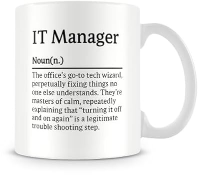 Behind The Glass - IT Manager Definition - Funny Mug for The Office | Mug for The Computer Guy, Ceramic, 11fl.oz.