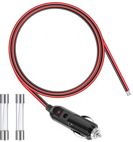 GUNGY Enchufe Mechero Coche 12 V/24 V Enchufe para Encendedor de Cigarrillos 1 Metro Cable de Extensión de Coche 14 AWG con Fusible 15 A para Alargador Toma Mechero