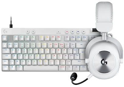 Logitech G Pro X 2 Lightspeed Casque Audio Gamer, Bluetooth, USB, 3.5 mm + Pro X TKL Rapid, Clavier Gaming Filaire sans pavé numérique, Touches analogiques magnétiques, Rapid Trigger, RVB, PC - Blanc