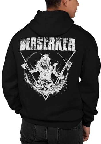 Union Made Raw Denim Wikinger Kapuzenpullover Berserker Norse Raider Vikings Herren Schwarzer Hoodie