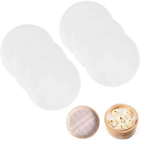 6Pcs 20cm Round Silicone Steamer Mesh Mats Silicone Steamer Mat Non Stick Silicone Steamer Liners Mesh Mat for Pastry Dumplings Baking Steaming