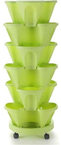 XZHWSZD Jardinera Vertical apilable de 6 Niveles para Fresas,Jardinera apilable para jardín,Jardinera móvil,Jardinera para Interior y Exterior para Cultivar Verduras