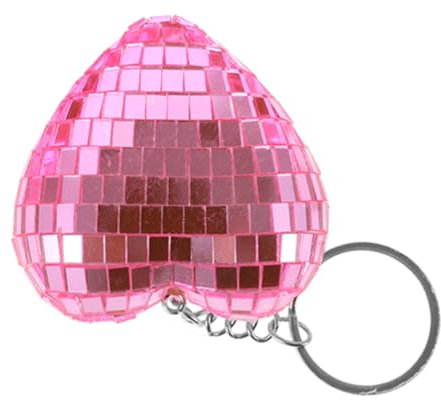 Warmhm Schlüsselanhänger mit Spiegel-diskokugel Rosa Glitzer Anhänger für Taschen Reflektierende Disco-kugel für Party-dekoration und Accessoires