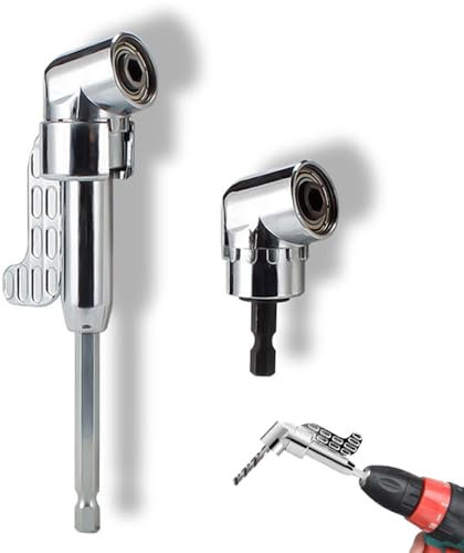 2-Pack 90° & 105° Right Angle Drill Adapter - 1/4 Hex Shank, Ideal for Tight Spaces, Compatible with Power Drills and Screwdrivers