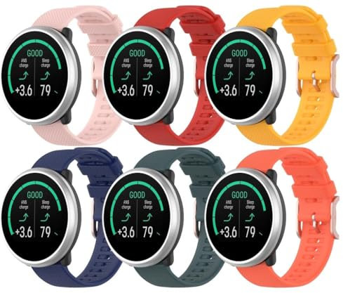 Gransho compatibile con POLAR GRIT X/Vantage M2 / Vantage M/GRIT X PRO Cinturino per Orologio in Silicone Caucciù Impermeabile Cinturini per Orologi NO250417 (22mm, A [Pack of 6])