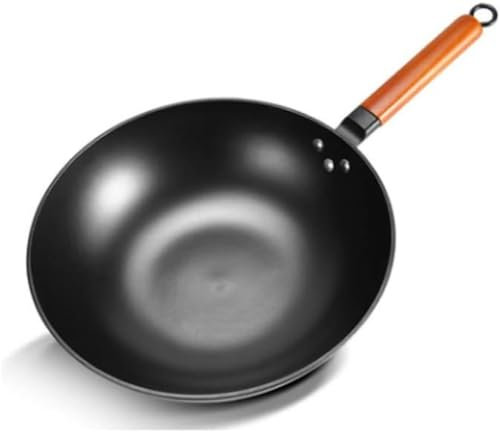 JQQJZLC Iron Wok Traditionelles handgefertigtes Eisenwok-Pan-Induktion und Gaskochgeschirr, das Kochgeschirr mit Gaskochern
