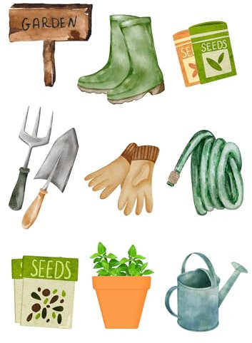 Edible print Garden Plants theme Cake topper set cake decorations wafer/icing paper UNCUT - Birthday - Retirement - Gardener (wafer card)