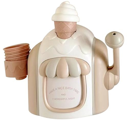 Jcasbdn Bath Ice Cream Foam Maker Fun Bath Bubble Maker with Suction Cups Portable Safe Plastic Ice Cream Toy for Girls Boys Gift Khaki