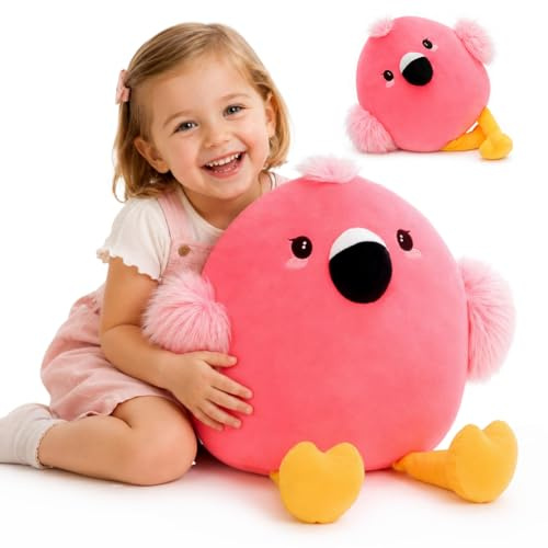 Tezituor Peluche flamant rose de Pâques, cadeaux de Saint-Valentin, jouets en peluche flamant rose, avec fermeture, peluche douce pour filles, filles, petites amies, petits garçons, Noël