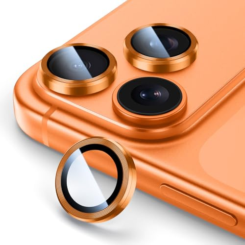 HWeggo Protezione Obiettivo Fotocamera per IPhone 17 Pro Max/Pro/16 Pro Max/16 Pro/15 Pro Max/15 Pro/14 Pro Max/14 Pro,Protezioni per Obiettivo in Vetro Temperato 9H HD,Resistenti ai Graffi,Arancione
