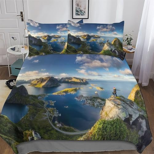 LLLBBB Reinebringen-Ansichten Bettwäsche 2 teilig, Bettbezüge Bettgarnitur Aus Mikrofaser, Erwachsene Teenager Kinder Bettbezug + Kissenbezug Single(135x200cm)