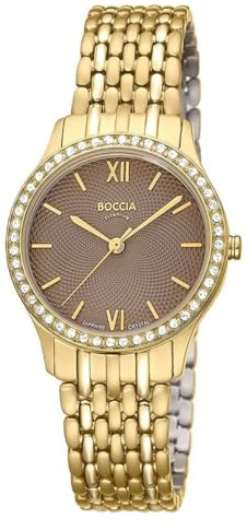 Boccia Damen-Titanuhr mit Saphirglas Goldfarben/Braun 3376-03