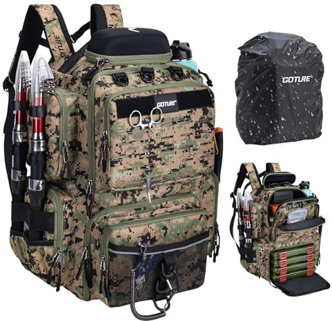 Goture Sac à Dos de Pêche 45L Oxford 900D Étanche Souple Résistant