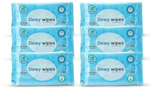 Wet Baby Wipes (360 Count, 6×60) 99.93% Purified Water | Ultra Sensitive & Unscented Wet Wipes for Baby | Safe for Newborn Babies Onwards | Plant-Based & Biodegradable Baby Wipes Multipack