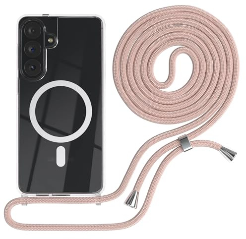 EAZY CASE - Handykette kompatibel mit Galaxy S26 Plus Kette zum Umhängen Stoßfest Handyhülle für Galaxy S26 Plus Silikon Hülle mit Band Handytasche Transparent als Fallschutz in Rosé-Gold