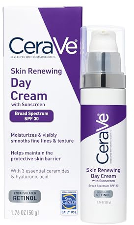 CeraVe Anti-Aging Face Cream SPF 30, Anti-Wrinkle Retinol Cream with Hyaluronic Acid and Ceramides, 1.76 oz