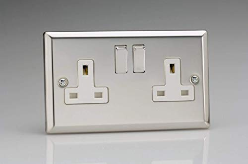 Varilight 2-Gang 13A Double Pole Switched Socket Mirror Chrome