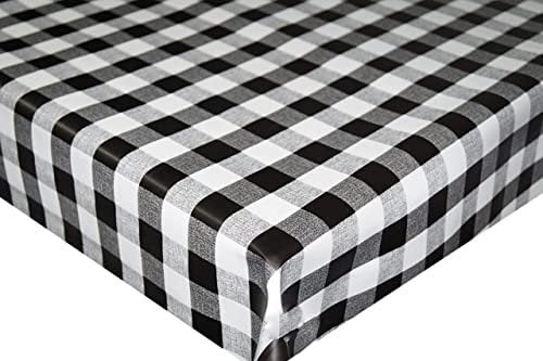 Wipe Clean PVC Tablecloth Vinyl Oilcloth Kitchen Table Cover Protector - Black Gingham Checked (50 x 140cm)