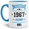 Tassendruck Geburtstags-Tasse Geboren 1967 Eine Legende aus Kiel Innen & Henkel Hellblau/Geschenk/mit Spruch/Mug/Cup/Becher/Qualität Made in Germany