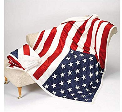 BIANCHERIAWEB Plaid Cooper mit Rückseite Agnelles Design Flagge USA 130x160 cm Bandiera USA