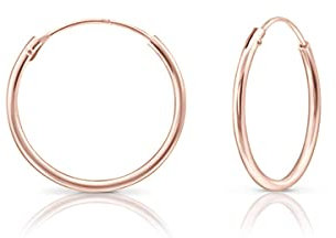 Boucles d'Oreilles Or Rose - Petits Anneaux - Créoles Argent 925 - Fantaisie - Homme - 18 m