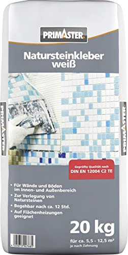 Primaster Natursteinkleber weiss 20 kg für Innen und Außen Kleber Granitkleber