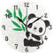JUMPBEAR 25 cm Durchmesser, leise, nicht tickend, runde Wanduhr für Zuhause, arabische Ziffern, lustiges Panda-Blätter-Design, dekorative kreative Uhr