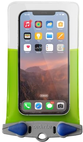 Aquapac Waterproof Phone Case, Medium, Lime Green, Lanyard, iPhone and Android, Made in The UK, Hiking, Mountain Biking, Running Accessory, Travel Essential, 5 Year Warranty. IPX8 certified to 30 ft.
