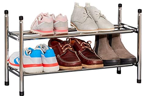 LOVE IT STORE IT Schuhregal Metall - Schuhregal schmal für bis zu 10 Schuhe - Aus Chrom - Stapelbar und stabil - Schmales Regal für Schuhaufbewahrung
