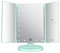 deweisn Tri-Fold Lighted Vanity Mirror with 21 LED Lights, Touch Screen and 3X/2X/1X Magnification Mirror, Two power Supply Mode Tabletop Makeup mirror,Travel Cosmetic Mirror (Green)