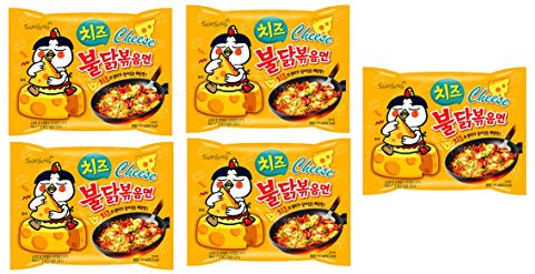 SAMYANG Buldak Ramen Instant Koreanische Nudeln Käse Hot Chicken Flavor – 130 g x 5 Stück (5 Stück) (importiert)