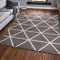 Teppich Kurzflor Pastellfarben Weiss Rauten Design Robust in versch. Farben, für Wohnzimmer, Schlafzimmer, küche, Farbe:Braun, Maße:80x150 cm