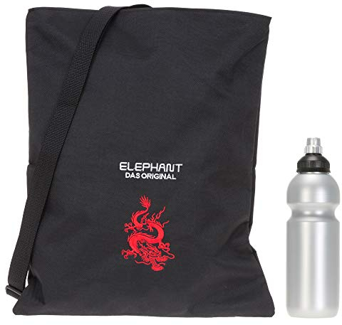 Elephant Turnbeutel Sportbeutel Hero Signature Attach Bag Tasche fixierbar Jungen Mädchen Auswahl passt zu Cyber Camo, Two Tone, Flower, Cube oder Plaid + Trinkflasche (Drache Schwarz 12371)