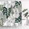 Tititex Tropische botanische Palmenblätter Duschvorhang Sets, saisonale ästhetische Pflanzen Badezimmer dekorativer Vorhang 180 x 180 cm mit Haken