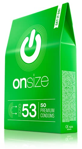 ON) ONsize Kondome I 53 mm Breite I 50 Stück I dünne 0,07 mm Wandstärke I Premium Kondome hauchzart I Kondome vegan I Kondome für Männer I Condoms for men