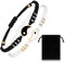 2 Passende Armbänder Ying Yang Beste Freundin Valentinstag Verstellbare Partnerarmbänder Geflochtene mit Magnet für Paare Frauen Männer (Goldperle, Yin Yang Stil)