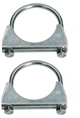 KOTARBAU® Lot de 2 colliers de serrage 62 mm pour tuyau d'échappement - Boulons en U - Pour montage d'antennes, tuyaux, mâts - Colliers universels pour raccords de tuyaux