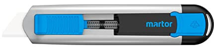 MARTOR Sicherheitsmesser Mit Klingeneinzug, SECUNORM 525, Profi Cuttermesser, Aluminium, Rechts- & Linkshänder, Keramikklinge, GS Geprüft